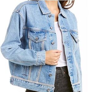 GRLFRND Kim Crystal Trim Denim Trucker Jacket Size L